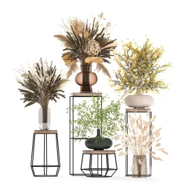A set of bouquets of dried flowers